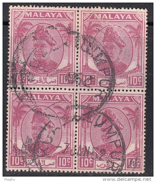 Block Of 4 Used, 10 Selangor 1949, Malaya - Selangor