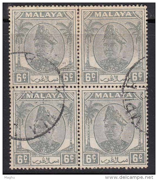 Block Of 4 Used, 6c Selangor  1949, Malaya - Selangor