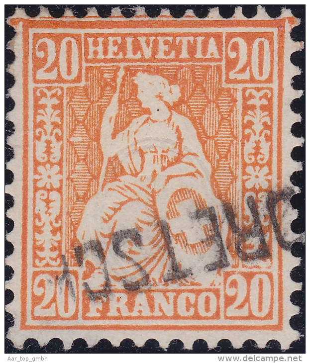 Heimat BE MADRETSCH ~1870 Lang-Stempel Auf 20Rp. Orange Sitzende Helvetia - Gebraucht