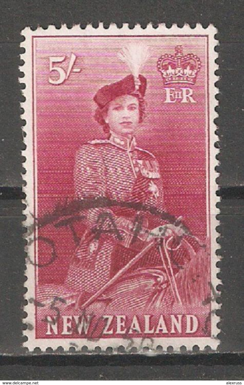 New Zealand 1954, QE II, 5sh, Scott # 300,VF Clen Used - Used Stamps