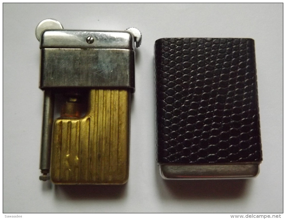 BRIQUET - MARQUE POLAIRE - BREVETE S.G.D.G. - METAL - CUIR NOIR - Autres & Non Classés