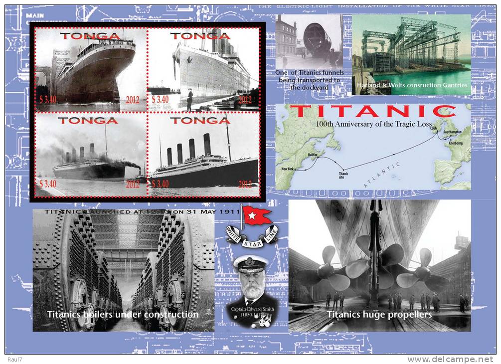 TONGA 2012 - Cent Du Naufrage Du Titanic. - Feuillet De 4v Neufs // Mnh Sheetlet - Tonga (1970-...)