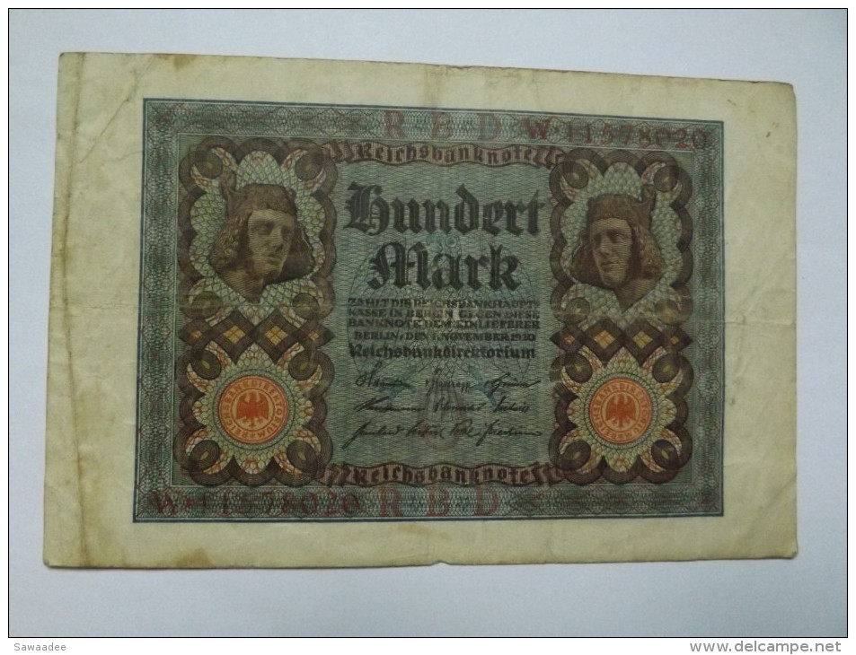 BILLET ALLEMAGNE - REPUBLIQUE DE WEIMAR - P.69b - 01/11/1920 - 100 MARK - "BAMBERG HORSEMAN" - 100 Mark