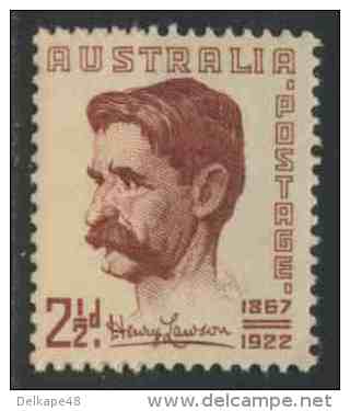 Australia 1949 Mi 197 YT 168 ** Henri Lawson (1867-1922) Writer, Poet – Australian Short Storywriter / Schriftsteller - Mint Stamps