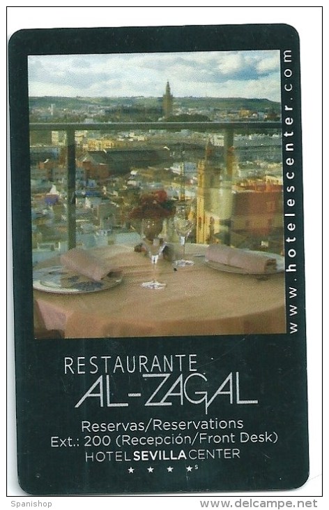 Llave Card Clef Key Keycard HOTEL SEVILLA  CENTER - RESTAURANTE AL ZAGAL - Etiquetas De Hotel