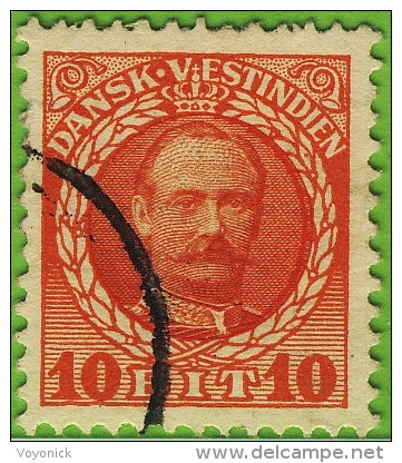 Voyo DANISH WEST INDIES 1907-08  10b Sc#44 (o) - Danish West Indies