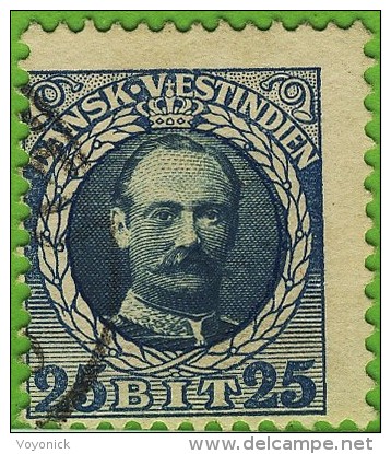 Voyo DANISH WEST INDIES 1907-08  25b Sc#47 (o) - Danish West Indies