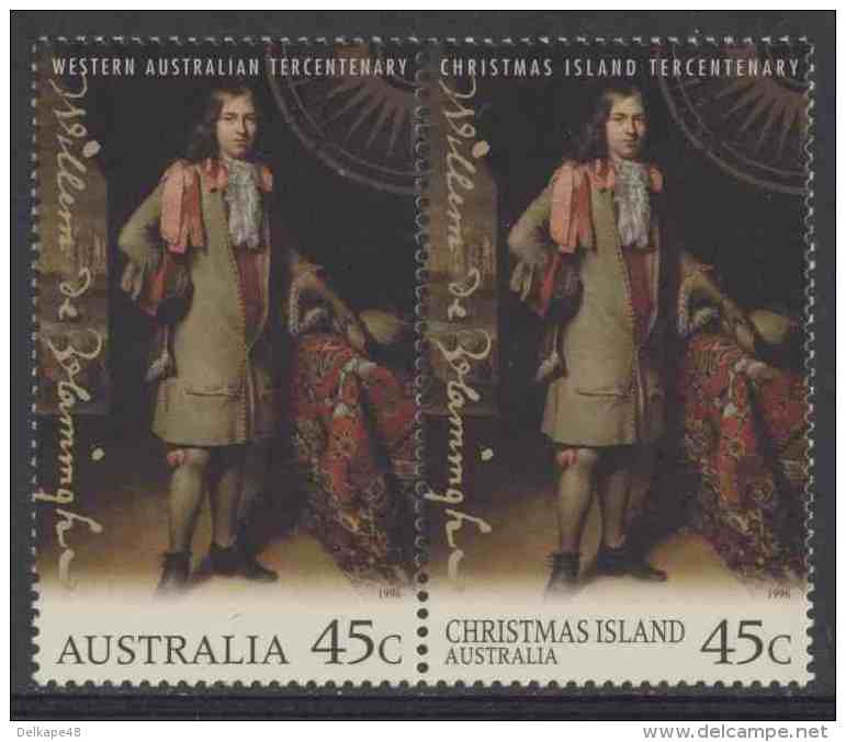 1996 Joint Australia + Christmas Islands Mi 1610 + 426 ** Willem De Vlamingh, Dutch Navigator, Expedition To Australia - Gezamelijke Uitgaven