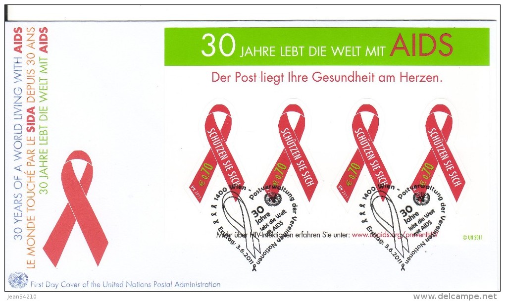 O.N.U. - VIENNE - ENVELOPPE 1ER JOUR DE 2011 - 30 Ans De Lutte Contre Le Sida - FDC