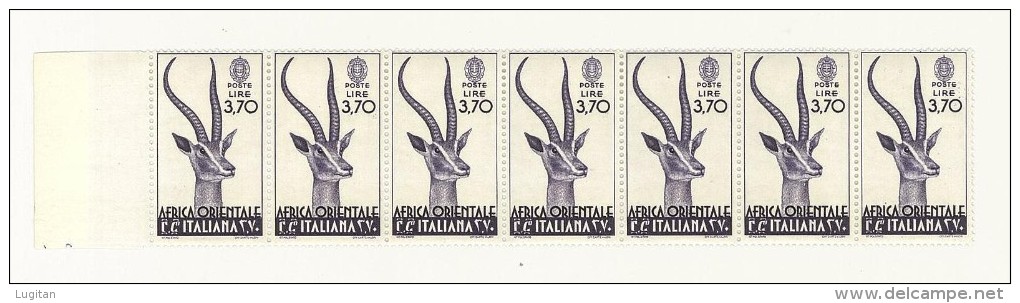 FILATELIA - AFRICA ORIENTALE ITALIANA 3,70 LIRE STRISCIA DI 7 NUOVA GOMMA INTEGRA ** MNH -  NOUVEAU - NEW - AFFARONE - Africa Oriental Italiana