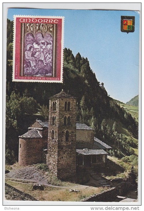 = Andorre Française Carte Postale Saint Jean De Caselles Eglise Romane - Maschinenstempel (EMA)