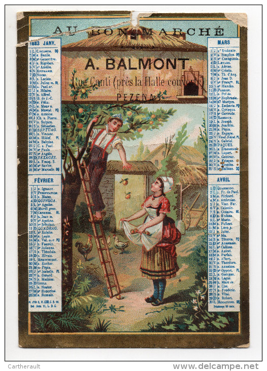 Almanach 1883 - Magasin " Au Bon Marché " Propriétaire Balmont , Rue CONTI à PEZENAS - TRES RARE ! - Kleinformat : ...-1900