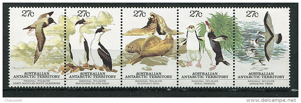 Antarctique Australien ** N° 55 à 59 Se Tenant - Faune. Vie Sauvage Régionale - Unused Stamps