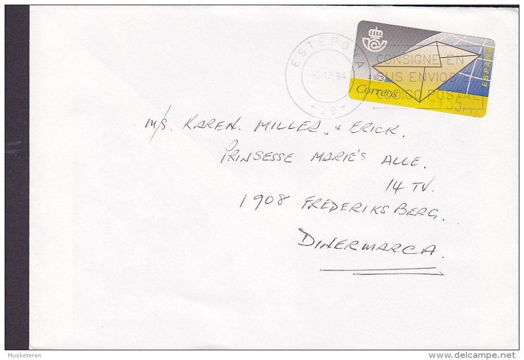 Spain ESTEPONA Malaga 1994 Cover Letra Denmark ATM / Frama Label - Maschinenstempel (EMA)