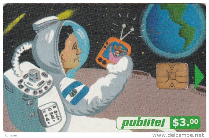 El Salvador, ELS-PUB-049B, Telecomunicador Espacial, Space, 2 Scans.  Chip : LG - El Salvador