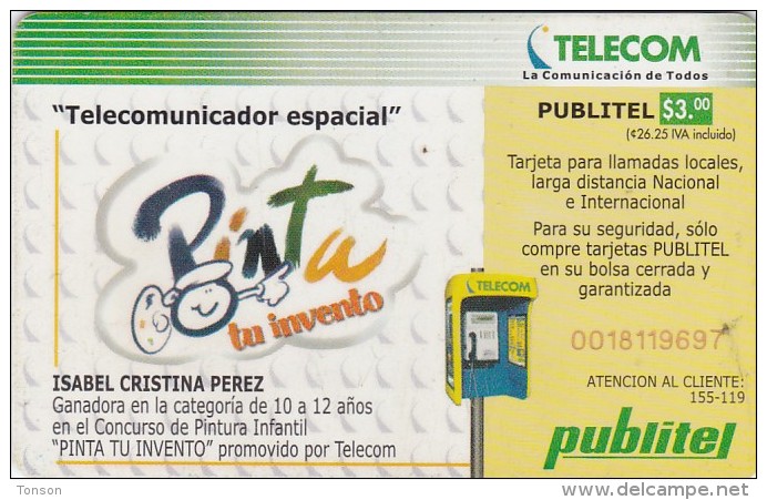 El Salvador, ELS-PUB-049B, Telecomunicador Espacial, Space, 2 Scans.  Chip : LG - Salvador