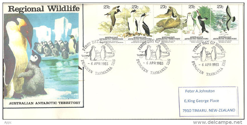 Faune De L'Antarctique. Belle Lettre Du Territoire Antarctique Australien, Adressée En Nouvelle-Zélande - Antarktischen Tierwelt