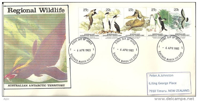 Faune De L´Antarctique. Belle Lettre Du Territoire Antarctique Australien, Adressée En Nouvelle-Zélande - Autres & Non Classés