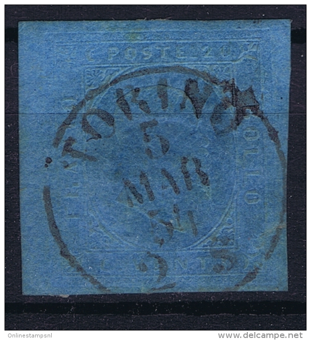 Italy  Sardegna 1851 Sa 4, Mi. 4  Used,  Some Paper On Back - Sardaigne