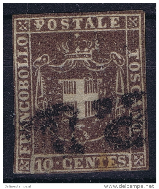 Italy  Toscana 1860  Sa 19, Mi. 19 B Used Obl. Dark Brown Signed/ Signé/signiert/ Approvato - Toscana