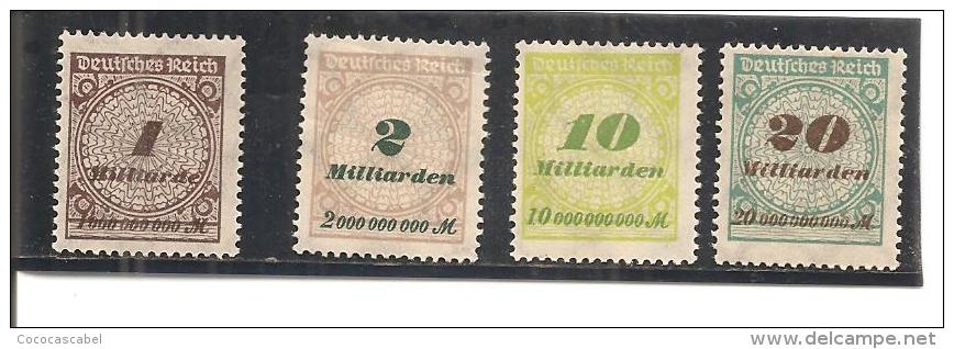 Alemania-Germany Yvert  320-21, 323-24 (MNH/**) - Ungebraucht