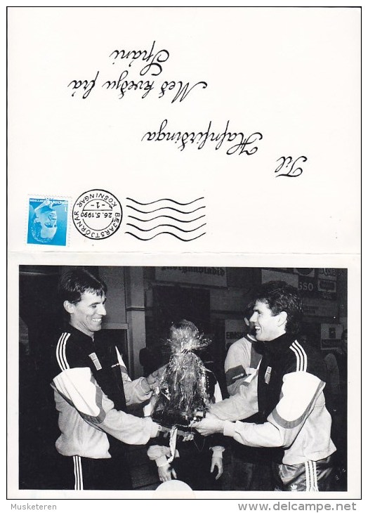 Spain / Iceland PPC Folded Cover 1990 Handball Player KRISTJAN ARASON Santander (2 Scans) - Balonmano