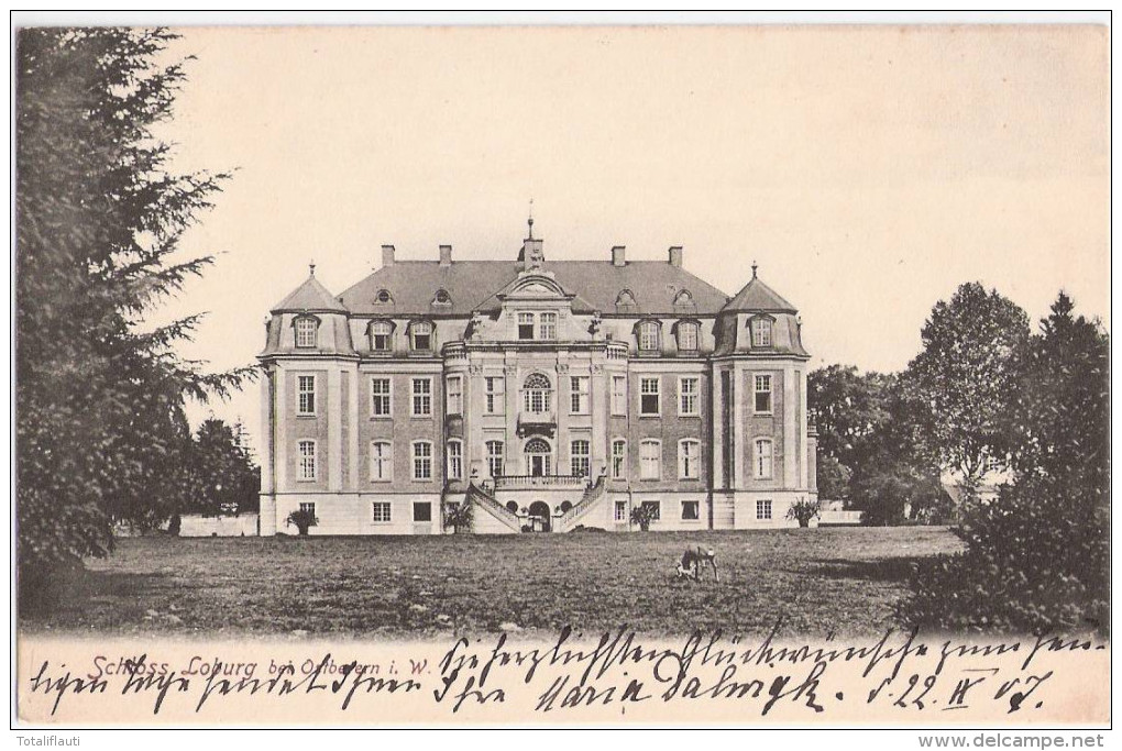 Schloß Loburg Ostbevern Münster Autograf Adel An Freifrau Von Plettenberg Cassel Commandantur 23.9.1907 Gelaufen - Münster