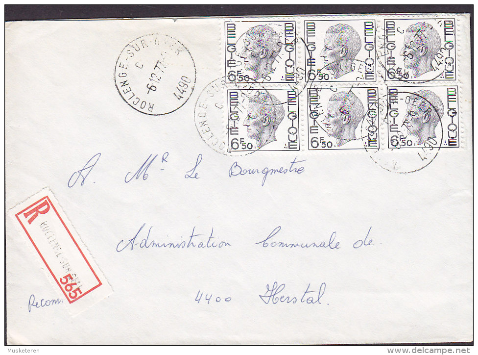 Belgium Registered Recommandé Einschreiben Label ROCLENCE SUR GEER 1977 Cover Lettre To HERSTAL Baudouin - Briefe U. Dokumente