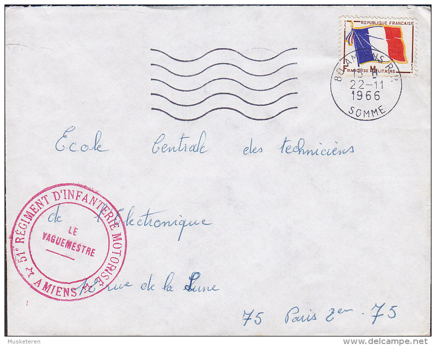 France AMIENS Somme 1966 Cover Lettre Le Vaguemestre 51e Regiment D'Infanterie Motorisé - Sellos Militares Desde 1900 (fuera De La Guerra)