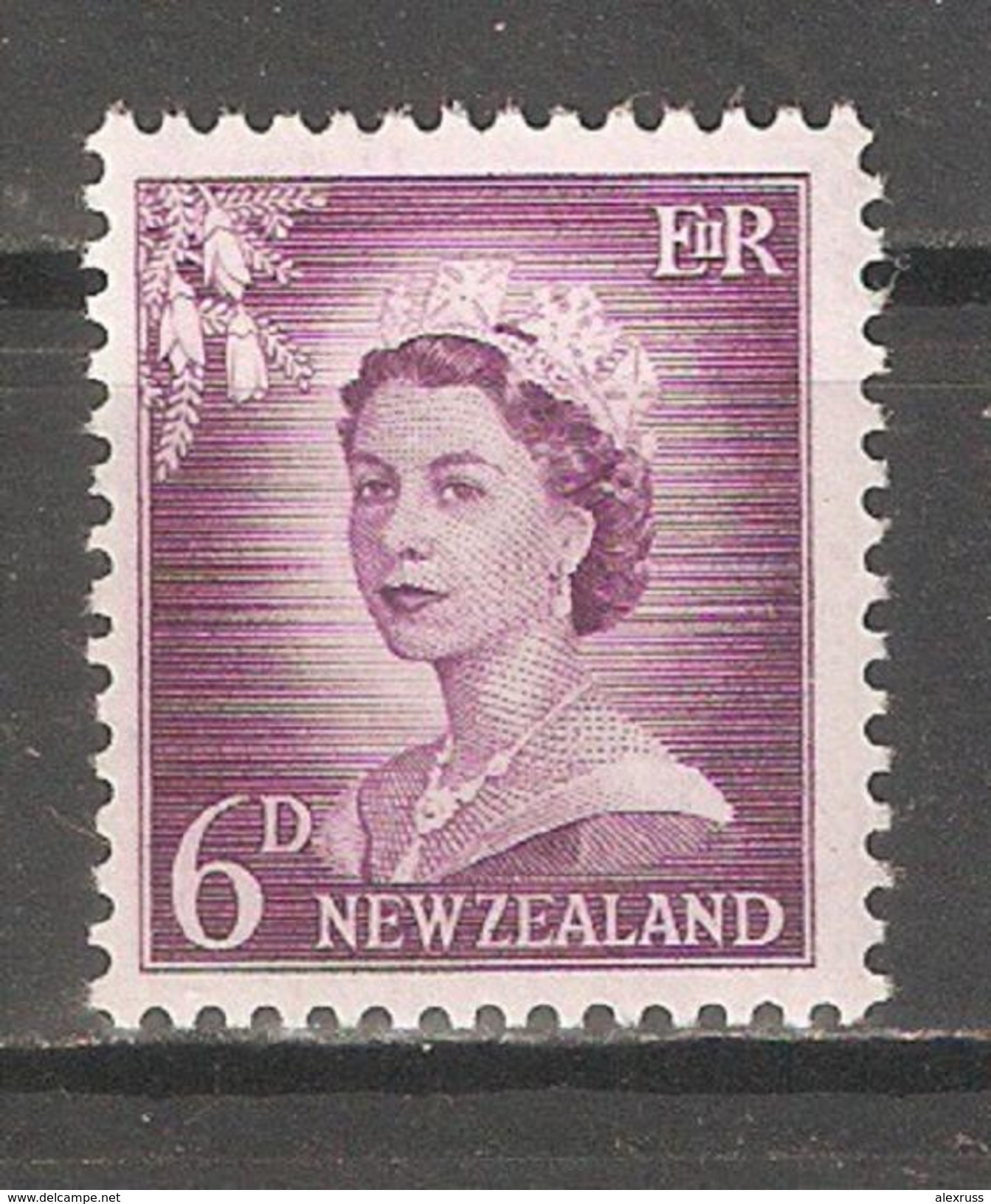 New Zealand 1955,Queen Elizabeth II,6p,Sc 311,VF MNH** - Unused Stamps