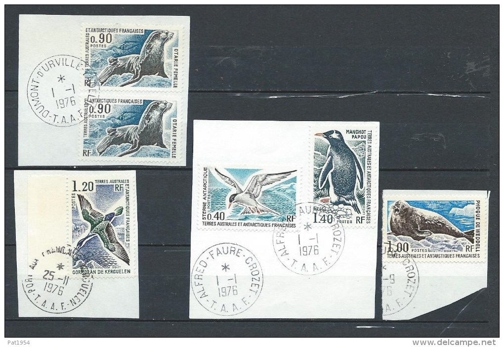 TAAF Lot D'oblitérés  Entre N°55 Et 60 émis En 1976 Oiseaux, Phoque Et Otarie. Cote 57,50 Euros - Used Stamps