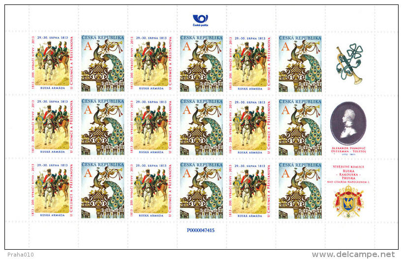 Czech Republic / Special Commemorative Souvenir Sheets (2013) Napoleon - 200 Anniversary Of The Battle Of Kulm (4 Pcs.) - Blokken & Velletjes