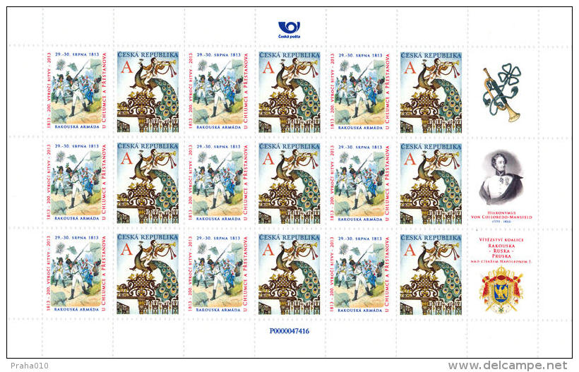 Czech Republic / Special Commemorative Souvenir Sheets (2013) Napoleon - 200 Anniversary Of The Battle Of Kulm (4 Pcs.) - Blokken & Velletjes