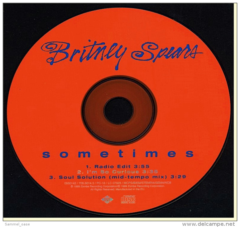 Musik CD Single  -  Britney Spears  -  Sometimes  -  Von 1999 - Disco, Pop