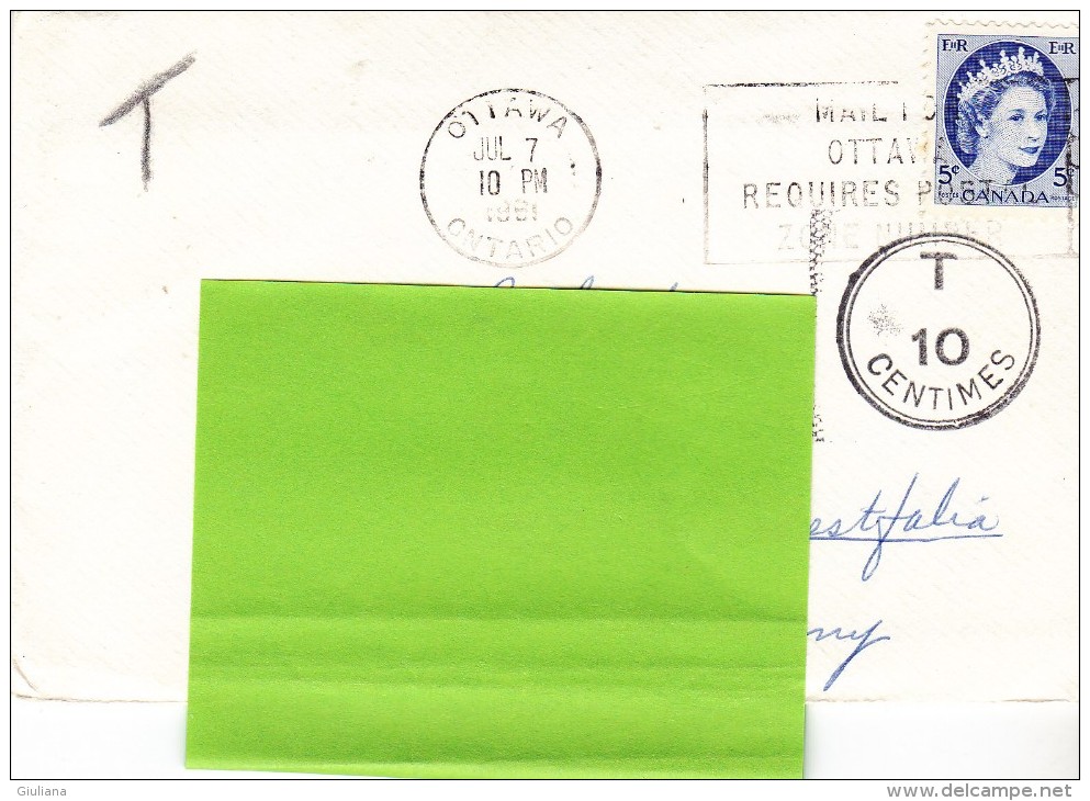 Canada 1961 - Lettera Tassata X La Germania Affrancata Con 1 Val. - Postgeschichte