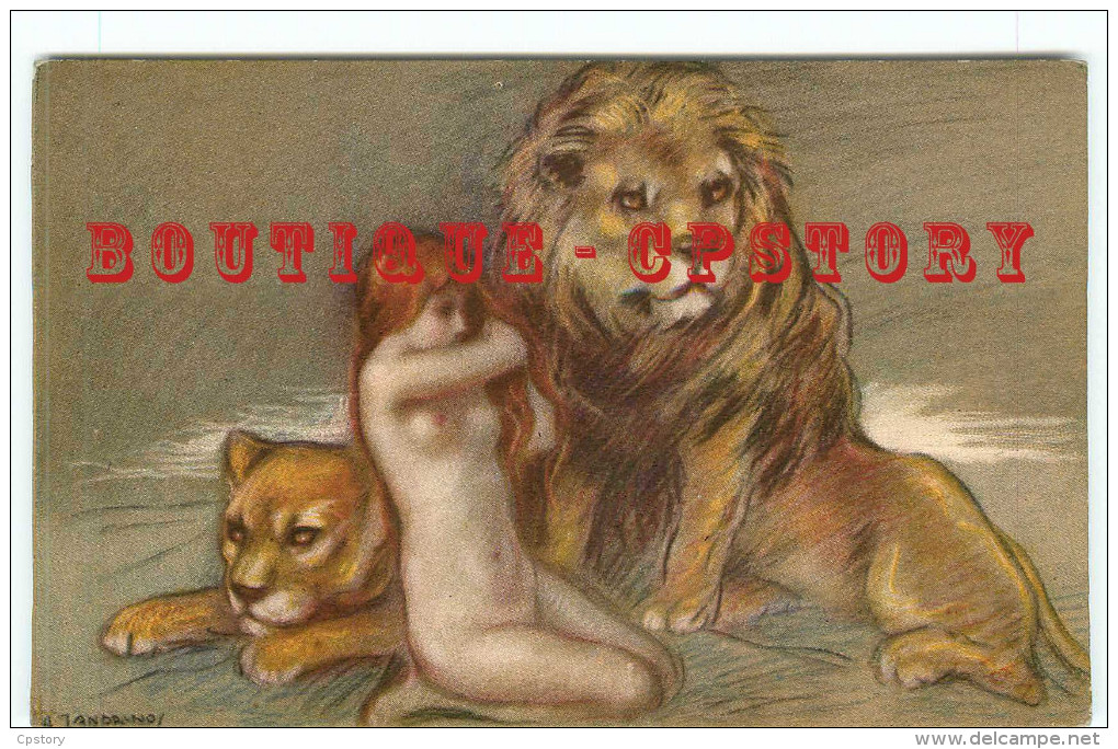 RARE < FEMME NUE Aux LIONS Par ADELINA ZANDRINO - FAUVE LION - NU - NUDE - NUS - DOS SCANNE - Zandrino