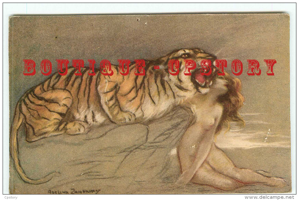 RARE < FEMME NUE Au TIGRE Par ADELINA ZANDRINO - FAUVE - NU - NUDE - NUS - DOS SCANNE - Zandrino