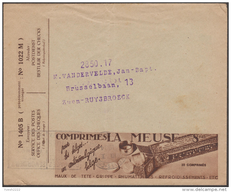 Belgique 1934. Enveloppe CCP. Comprimés La Meuse, Employez Les Timbres Antituberculeux. Jeux D'enfants, Sable - Other & Unclassified