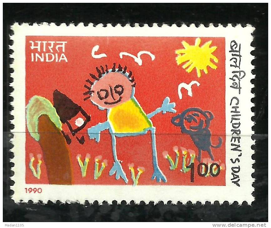 INDIA, 1990, Childrens Day,  Children´s Day,   Cat & Doll, Kinder, Games, MNH,  (**) - Neufs