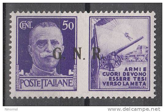 Italia    -   1944.  Propaganda Di Guerra  " G.N.R." . 50 C. II Tipo.  MNH, Ben Centrato, Fresco - Propagande De Guerre