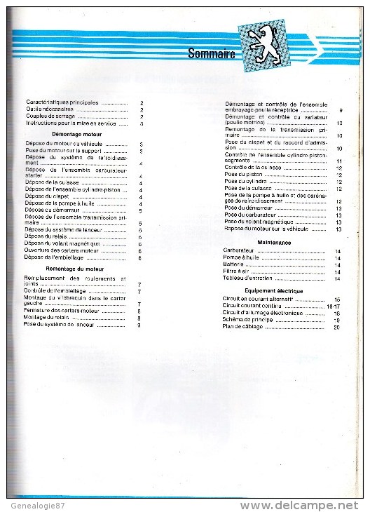 25 - BEAULIEU MANDEURE - MONTBELIARD- BEAU CATALOGUE MANUEL ATELIER MOTO PEUGEOT- SCOOTER- ST50L- - Motorräder