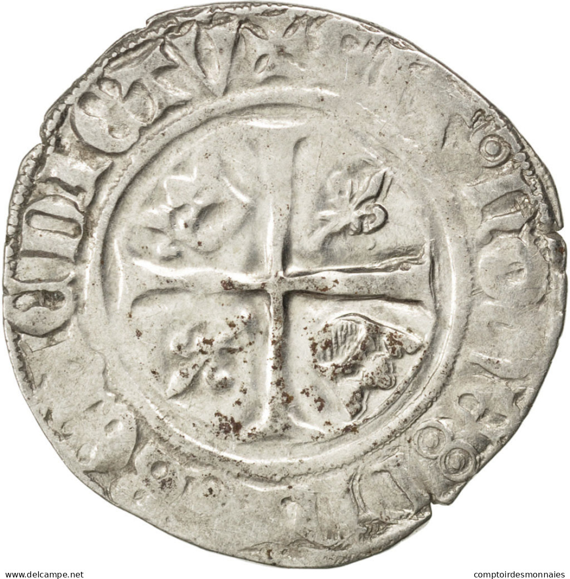 Monnaie, France, Blanc, Dijon, TTB, Billon, Duplessy:377A - 1380-1422 Charles VI Le Fol