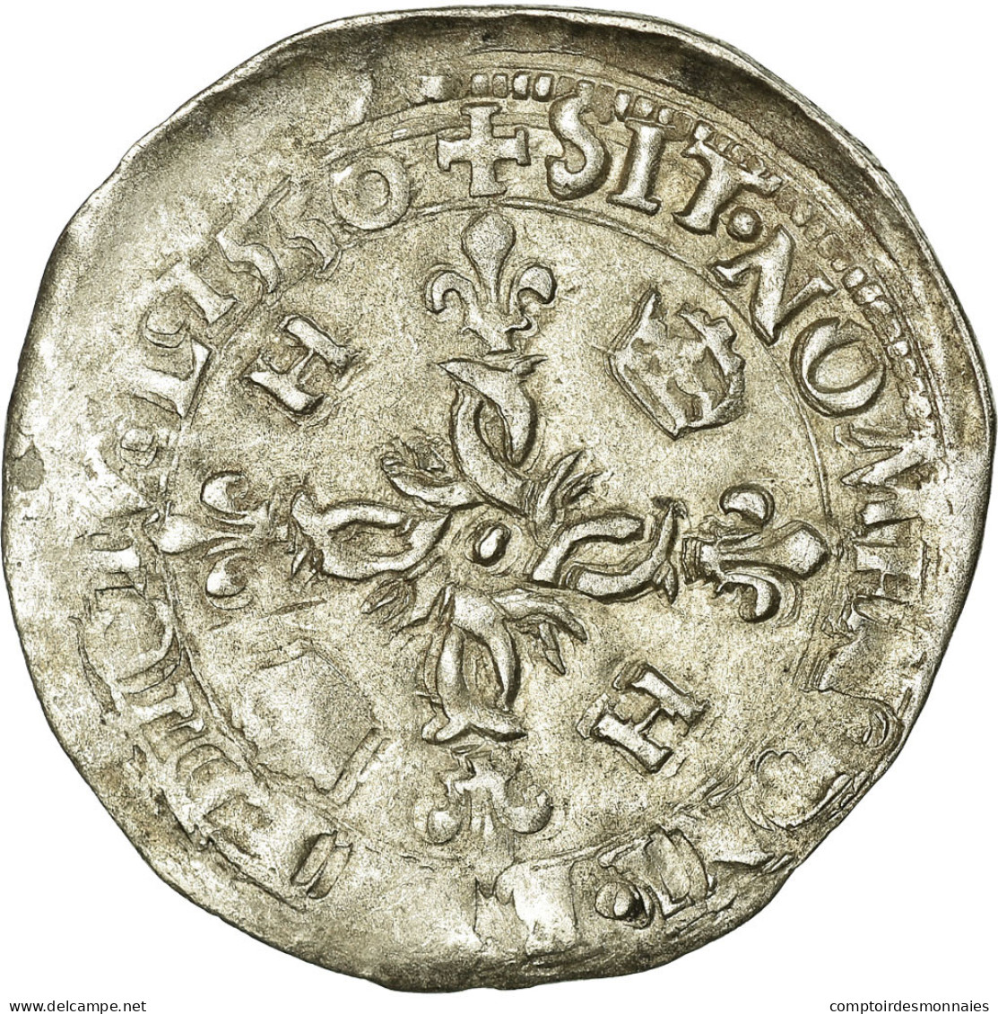 Monnaie, France, Douzain, 1550, Bayonne, TTB, Argent, Sombart:4380 - 1547-1559 Henri II