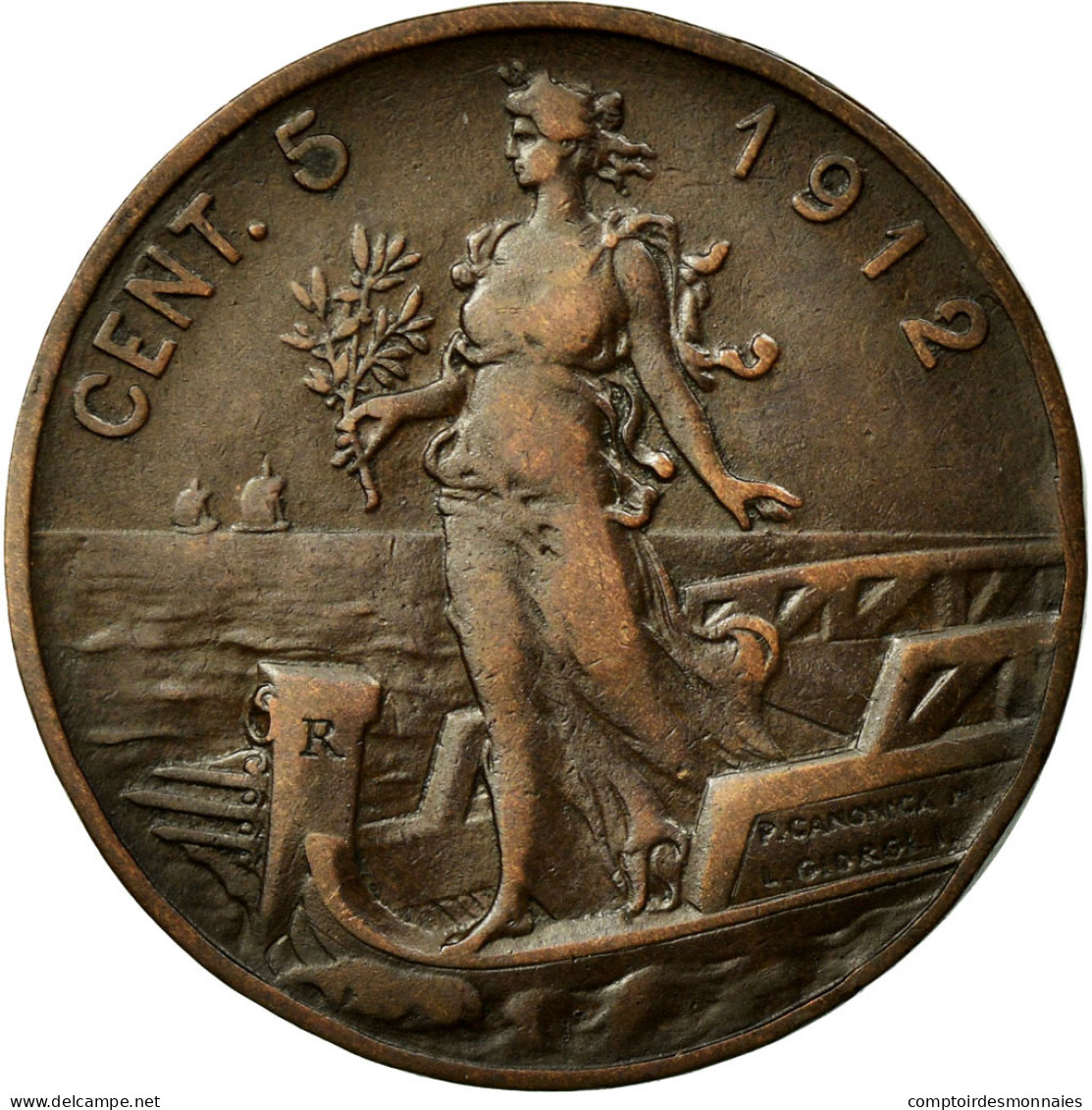 Monnaie, Italie, Vittorio Emanuele III, 5 Centesimi, 1912, Rome, TTB, Bronze - 1900-1946 : Victor Emmanuel III & Umberto II