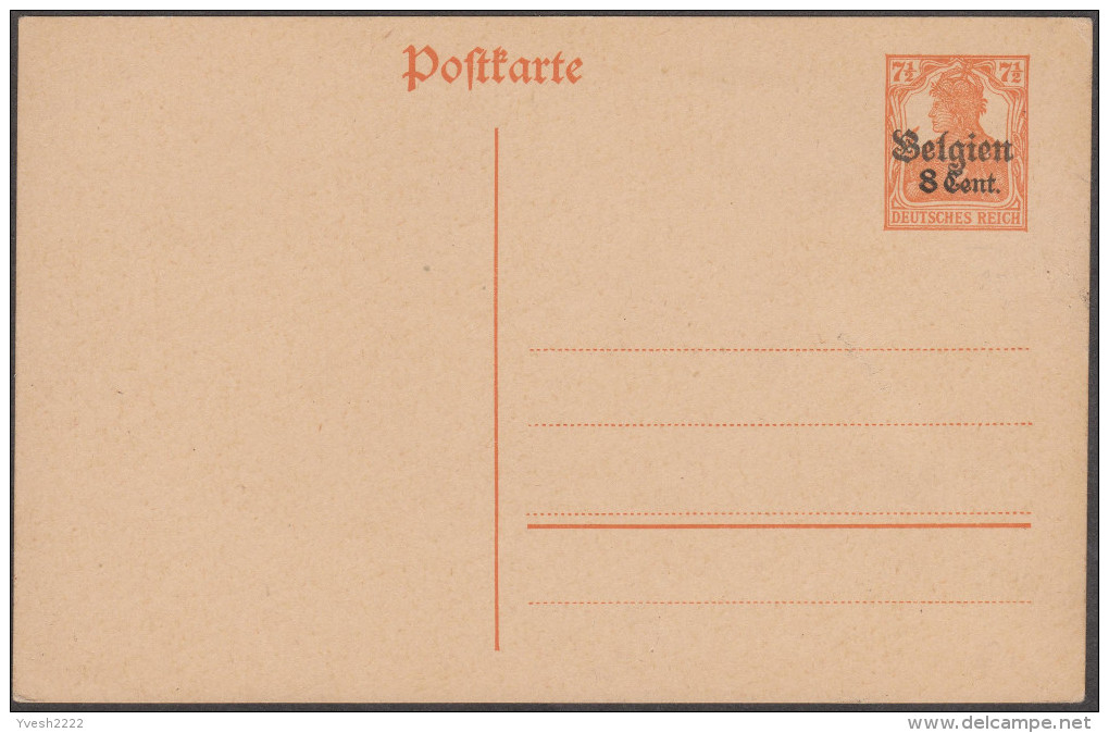 Belgique 1917. Carte Provisoire Avec Double Surcharge (n° 14). Surcharges Légèrement Superposées - German Occupation