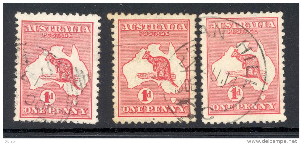 AUSTRALIA, 1913 1d VFU (three Types: Die I, Die II, Die IIa) - Used Stamps