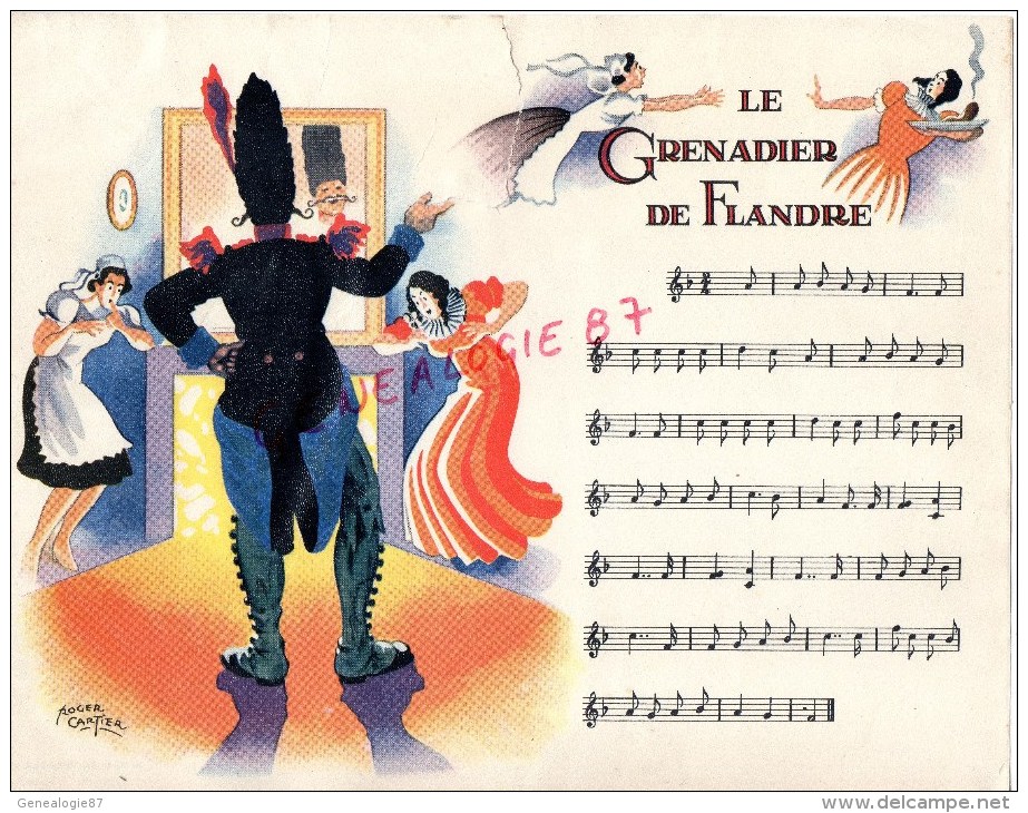 75 - PARIS- CHANSON LE GRENADIER DE FLANDRES - PUBLICITE MICTASOL 28 RUE DU FOUR- ILLUSTRATEUR ROGER CARTIER - Partitions Musicales Anciennes