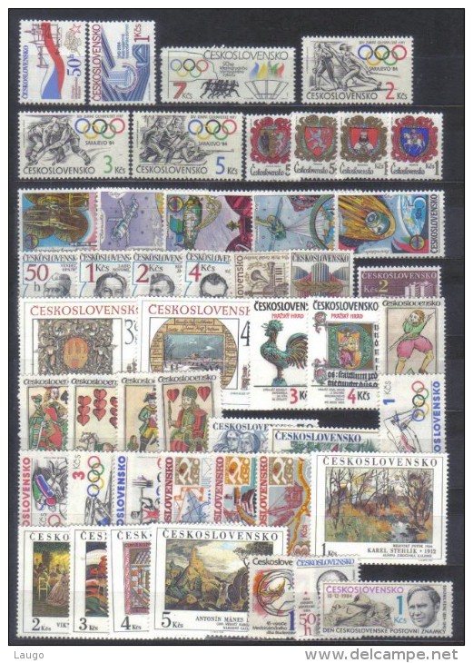 Czechoslovakia Complete Yearset  Single Stamps , Sets + 5 Sheets 1984 MNH  Cat  135 Eu - Volledig Jaar