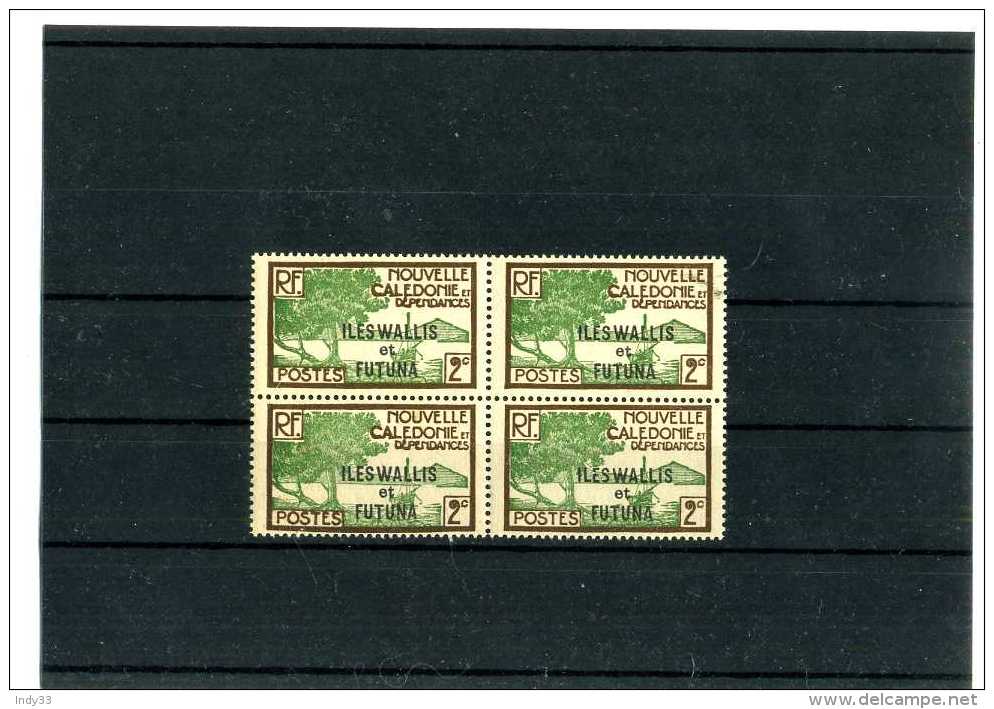 - WALLIS ET FUTUNA . BLOC DE 4 TIMBRES DE N. CALEDONIE DE 1928/38  SURCHARGES . - Ungebraucht