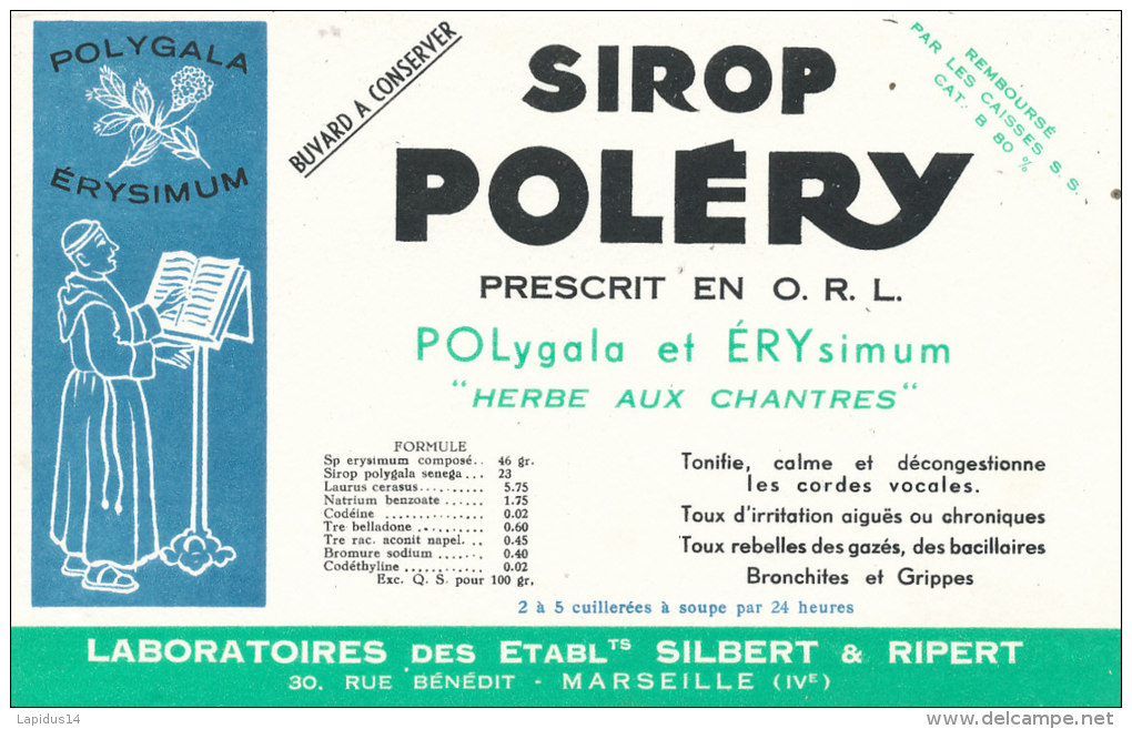 BU 1115 / BUVARD   SIROP POLERY - Produits Pharmaceutiques